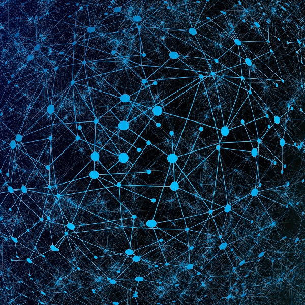 Improving On Machine Learning Examples Blue lines symbolising a Neural Network